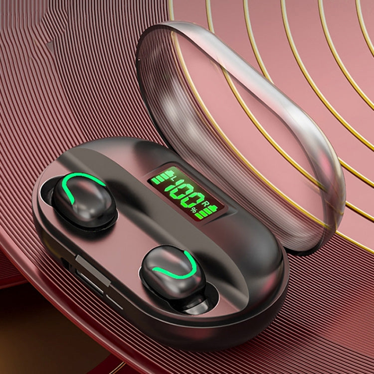 T2 Bluetooth 5.0 TWS Touch Digital Display True Wireless Bluetooth Earphone with Charging Box(Black)