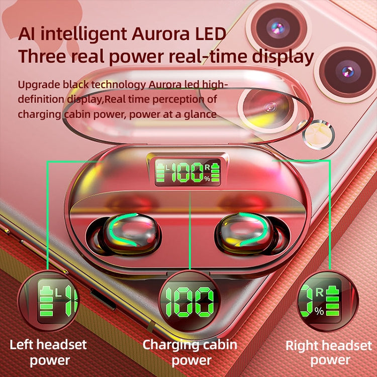 T2 Bluetooth 5.0 TWS Touch Digital Display True Wireless Bluetooth Earphone with Charging Box(Black)