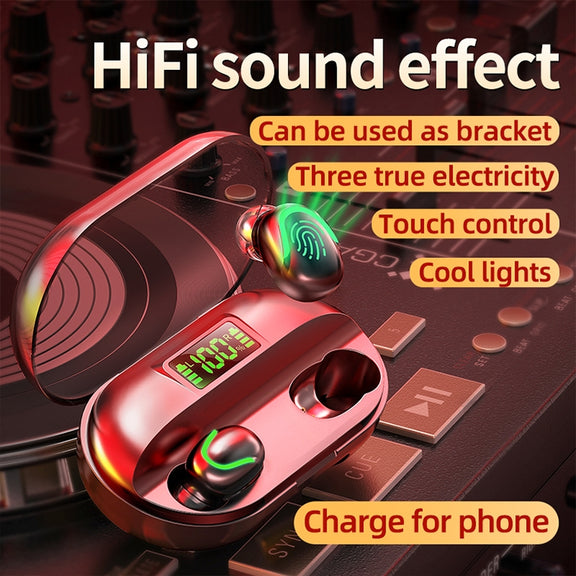 T2 Bluetooth 5.0 TWS Touch Digital Display True Wireless Bluetooth Earphone with Charging Box(Black)