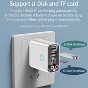 K16 2 in 1 3.5mm AUX + RAC Dual Output Plug-in Bluetooth 5.0 Audio Transmitter Receiver with Remote Control, US Plug (White)
