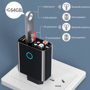 K16 2 in 1 3.5mm AUX + RAC Dual Output Plug-in Bluetooth 5.0 Audio Transmitter Receiver with Remote Control, EU Plug (Black)