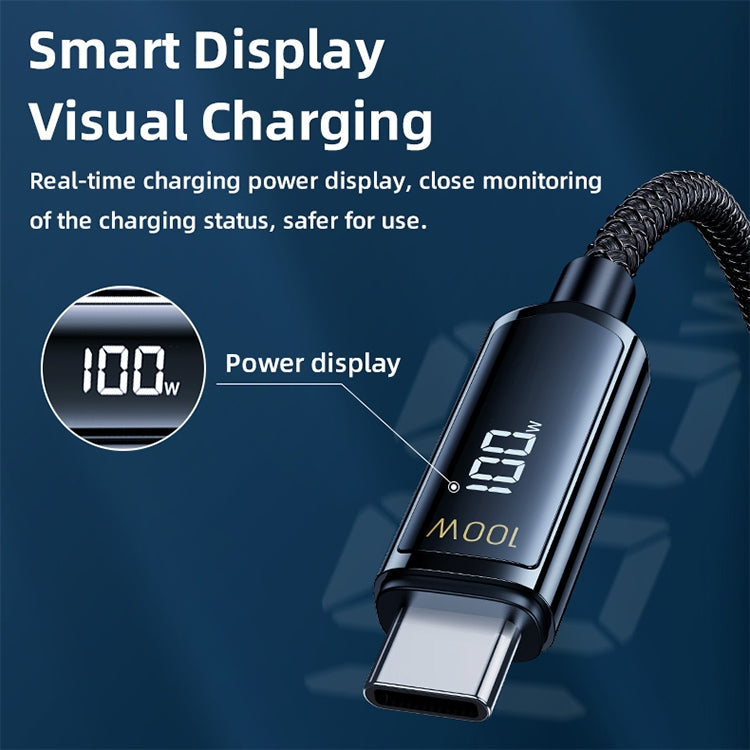 REMAX RC-128a 100W Type-C / USB-C to Type-C / USB-C Intelligent Digital Display Zinc Alloy Braided Charging Data Cable, Length: 1.2m (Tarnish)