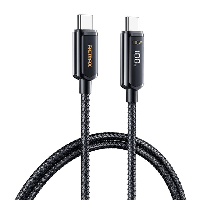 REMAX RC-128a 100W Type-C / USB-C to Type-C / USB-C Intelligent Digital Display Zinc Alloy Braided Charging Data Cable, Length: 1.2m (Tarnish)