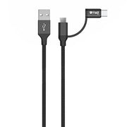 IVON CA52 2.4A USB to Type-C + Micro USB 2 in 1 Charging Sync Data Cable, Length: 1m (Black)