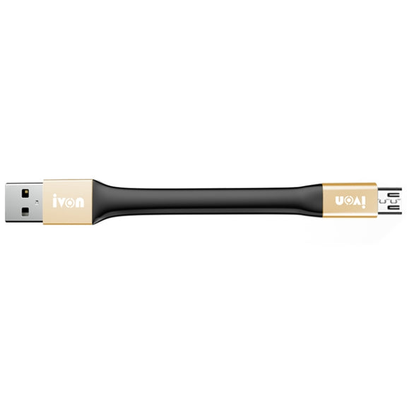IVON CA90 3.1A Max USB to Micro USB Portable Data Cable with Ring, Length: 14.5cm (Champagne Gold)