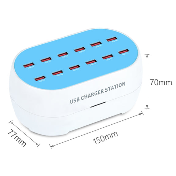 830-12 120W 12 USB Ports Multifunction Smart Charger Station AC100-240V, US Plug(White)