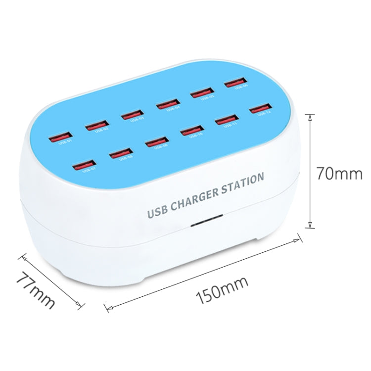 830-12 120W 12 USB Ports Multifunction Smart Charger Station AC100-240V, US Plug(White)