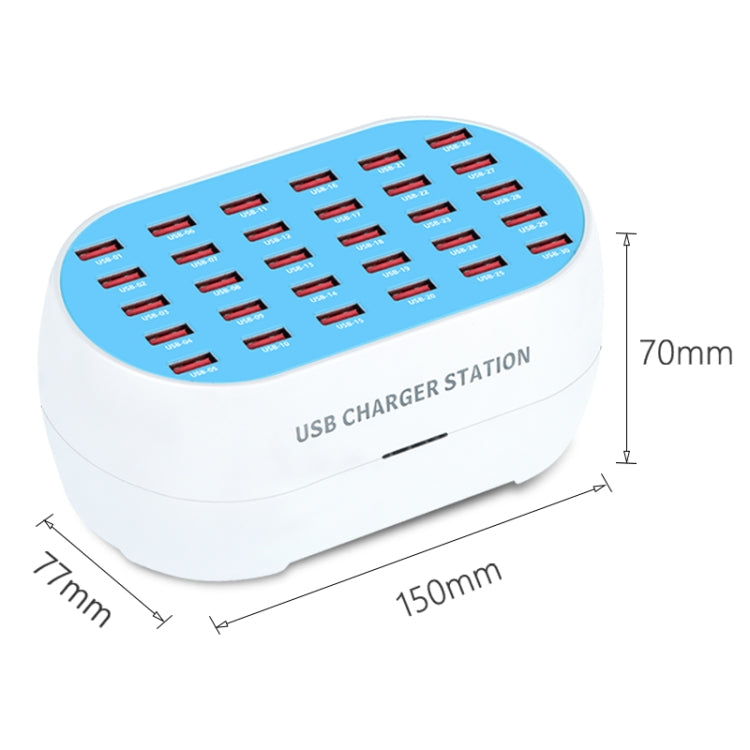 830 180W 30 USB Ports Multifunction Smart Charger Station AC100-240V, US Plug (White)
