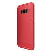 For Galaxy S8 Brushed Carbon Fiber Texture Shockproof TPU Protective Cover Case (Red)