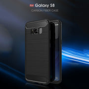 For Galaxy S8 Brushed Carbon Fiber Texture Shockproof TPU Protective Cover Case (Red)