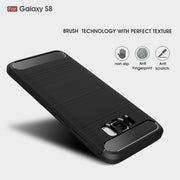 For Galaxy S8 Brushed Carbon Fiber Texture Shockproof TPU Protective Cover Case (Red)