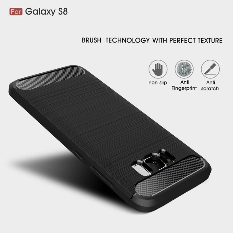 For Galaxy S8 Brushed Carbon Fiber Texture Shockproof TPU Protective Cover Case (Red)