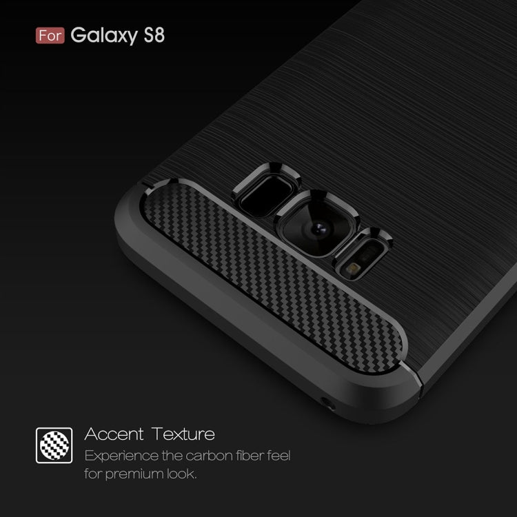 For Galaxy S8 Brushed Carbon Fiber Texture Shockproof TPU Protective Cover Case (Red)