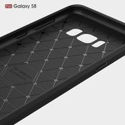For Galaxy S8 Brushed Carbon Fiber Texture Shockproof TPU Protective Cover Case (Red)