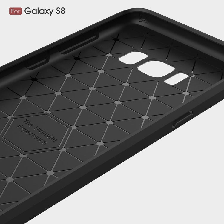 For Galaxy S8 Brushed Carbon Fiber Texture Shockproof TPU Protective Cover Case (Red)