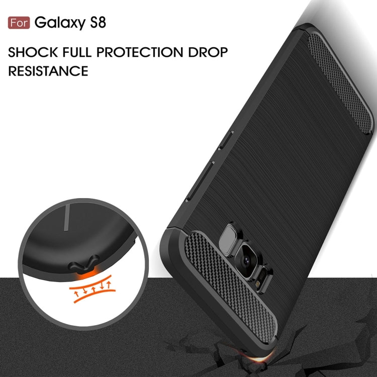 For Galaxy S8 Brushed Carbon Fiber Texture Shockproof TPU Protective Cover Case (Red)