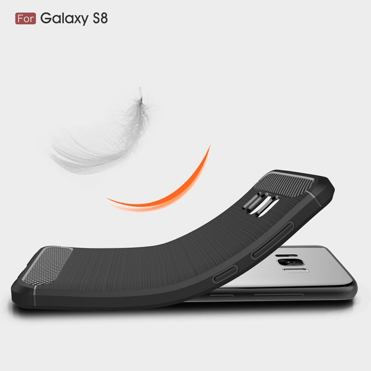 For Galaxy S8 Brushed Carbon Fiber Texture Shockproof TPU Protective Cover Case (Red)