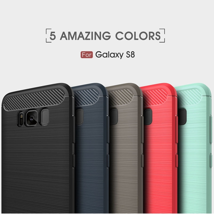 For Galaxy S8 Brushed Carbon Fiber Texture Shockproof TPU Protective Cover Case (Black)