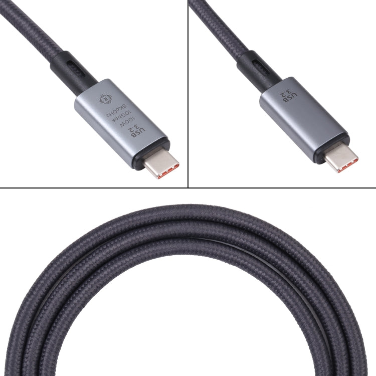 10Gbps 8K USB-C/Type-C to USB-C/Type-C Video Cable Compatible with USB 3.2, Length: 1m(Black)