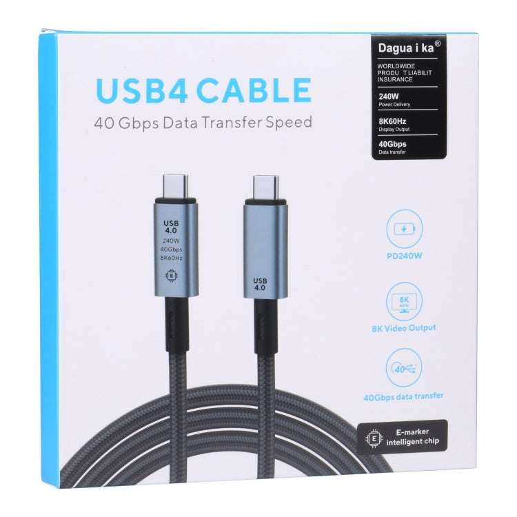 40Gbps 8K USB-C/Type-C to USB-C/Type-C Video Cable Compatible with USB 4, Length: 1m(Black)