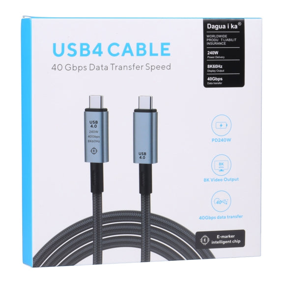 40Gbps 8K USB-C/Type-C to USB-C/Type-C Video Cable Compatible with USB 4, Length: 1m(Black)