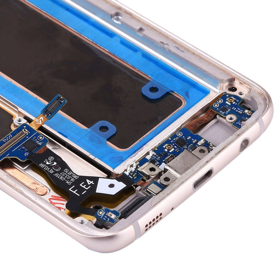 Original LCD Screen and Digitizer Full Assembly with Frame & Charging Port Board & Volume Button & Power Button for Galaxy S7 Edge / G935A(Blue)