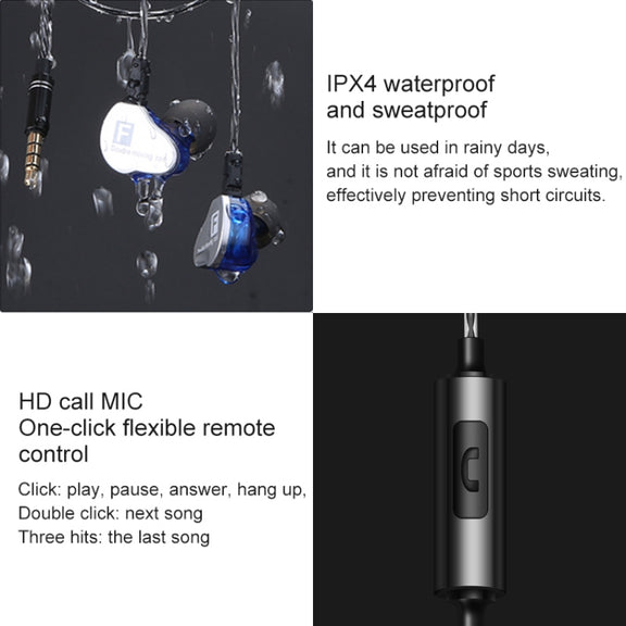 QKZ CK9 HiFi In-ear Four Unit Sports Music Headphones (Black)