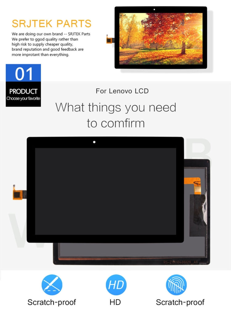 OEM LCD Screen for Lenovo Tab 3 10 Plus TB-X103 / X103F 10.1 inch with Digitizer Full Assembly (Black)