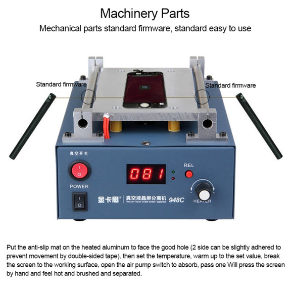 Kaisi  948C 7 inch LCD Touch Screen Separator Machine Vacuum Pump segregator, US Plug