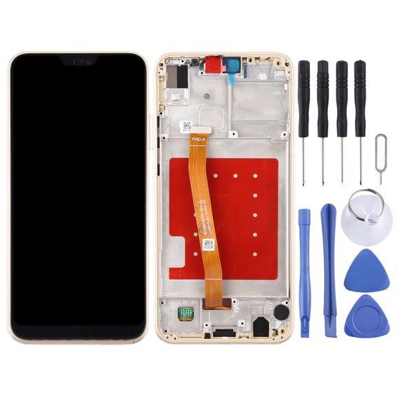 LCD Screen and Digitizer Full Assembly with Frame for Huawei P20 Lite / Nova 3e(Gold)
