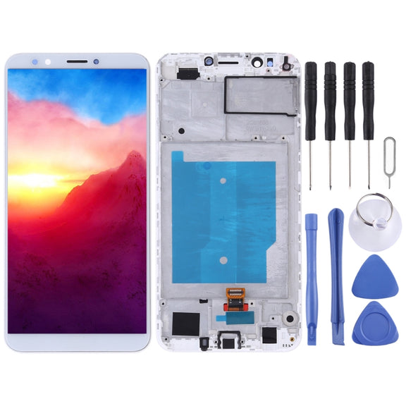 OEM LCD Screen for Huawei Y7 (2018) Digitizer Full Assembly with Frame (White)