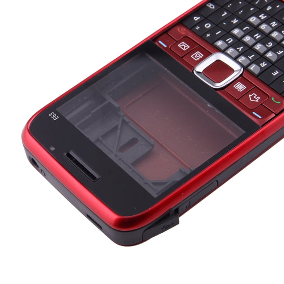 Full Housing Cover (Front Cover + Middle Frame Bezel + Battery Back Cover + Keyboard) for Nokia E63(Red)