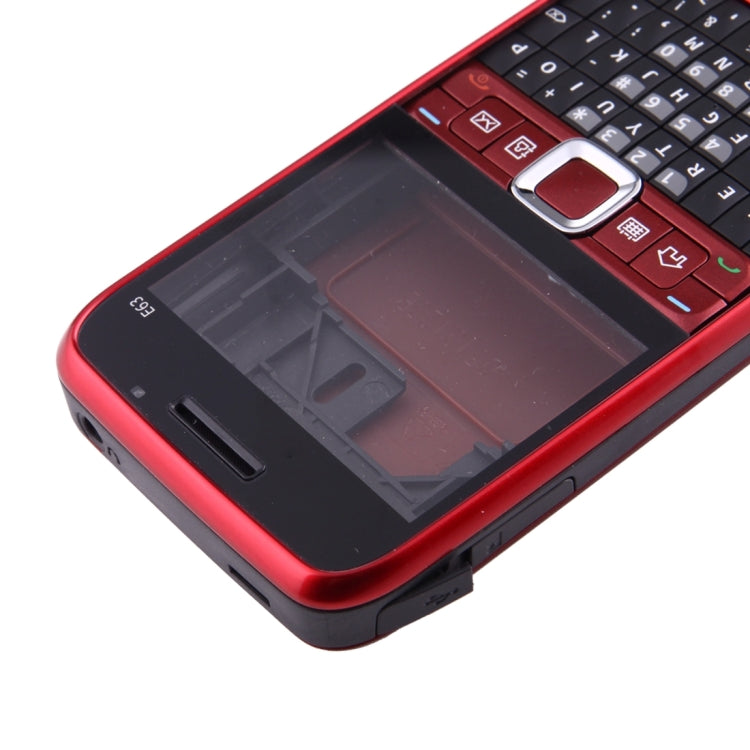 Full Housing Cover (Front Cover + Middle Frame Bezel + Battery Back Cover + Keyboard) for Nokia E63(Red)