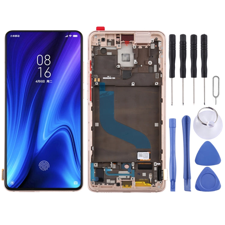 OLED LCD Screen for Xiaomi Redmi K20 / Redmi K20 Pro / 9T Pro Digitizer Full Assembly with Frame(Gold)