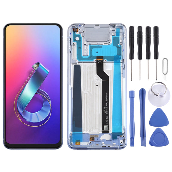 OEM LCD Screen for Asus Zenfone 6 ZS630KL I01WD Digitizer Full Assembly with Frame���Silver)