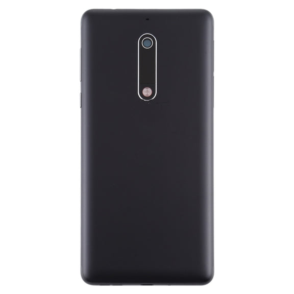 Battery Back Cover with Power & Volume Button Flex Cable & Camera Lens Cover for Nokia 5 TA-1024 TA-1027 TA-1044 TA-1053(Black)