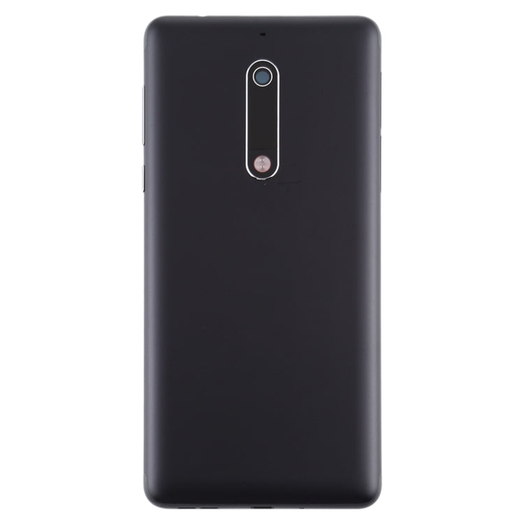 Battery Back Cover with Power & Volume Button Flex Cable & Camera Lens Cover for Nokia 5 TA-1024 TA-1027 TA-1044 TA-1053(Black)