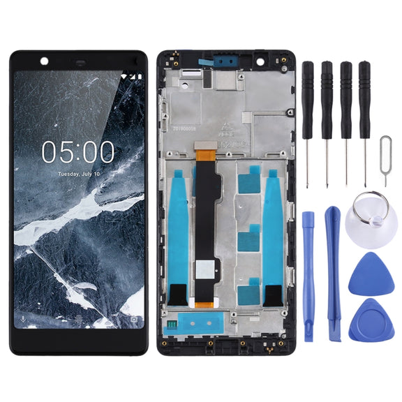 TFT LCD Screen for Nokia 5.1 TA-1061 TA-1075 TA-1076 TA-1088 TA-1081 Digitizer Full Assembly with Frame (Black)