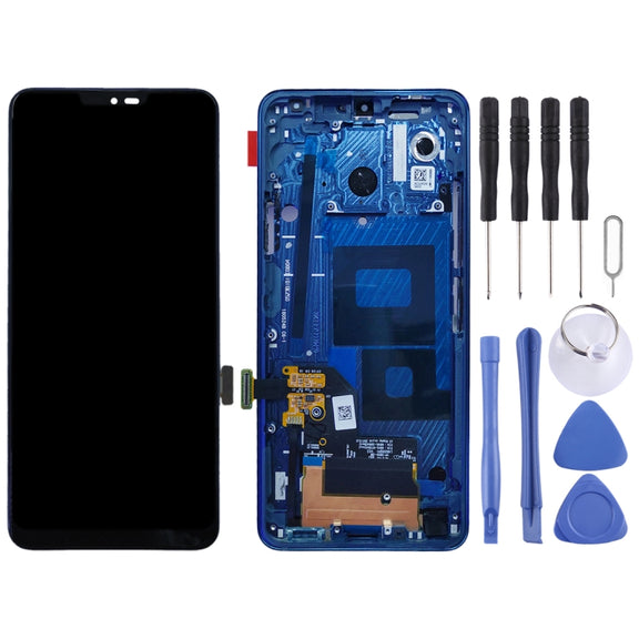 Original LCD Screen for LG G7 ThinQ / G710 G710EM G710PM G710VMP Digitizer Full Assembly with Frame (Blue)