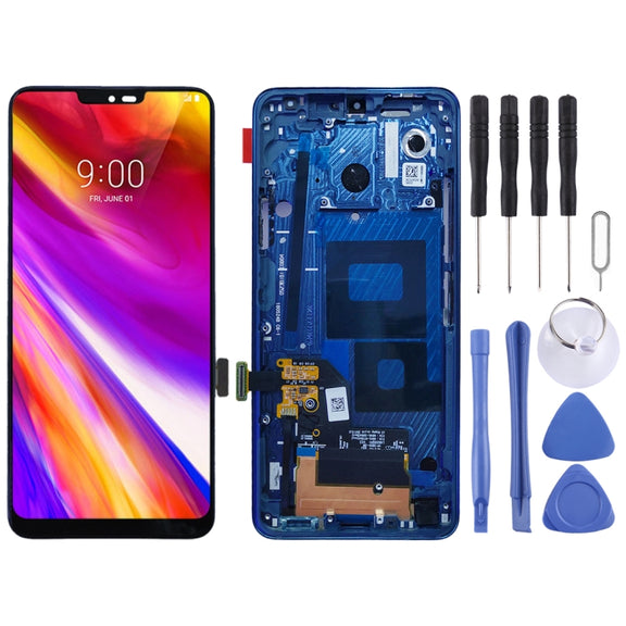 Original LCD Screen for LG G7 ThinQ / G710 G710EM G710PM G710VMP Digitizer Full Assembly with Frame (Blue)