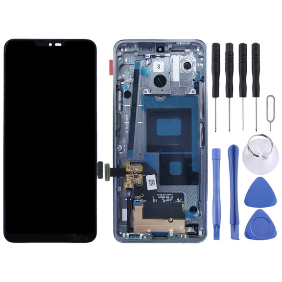 Original LCD Screen for LG G7 ThinQ / G710 G710EM G710PM G710VMP Digitizer Full Assembly with Frame (Silver)