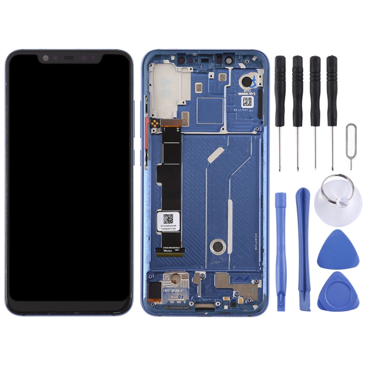 LCD Screen and Digitizer Full Assembly with Frame & Side Keys for Xiaomi Mi 8(Blue)