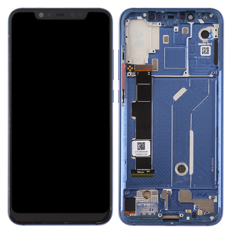 LCD Screen and Digitizer Full Assembly with Frame & Side Keys for Xiaomi Mi 8(Blue)