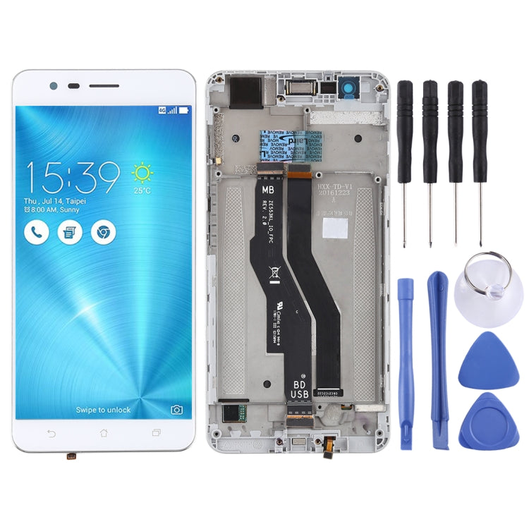 OEM LCD Screen for Asus Zenfone 3 Zoom ZE553KL Digitizer Full Assembly with Frame���White)