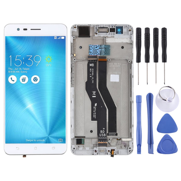OEM LCD Screen for Asus Zenfone 3 Zoom ZE553KL Digitizer Full Assembly with Frame���White)