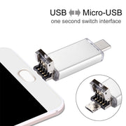 16GB 3 in 1 USB-C / Type-C + USB 2.0 + OTG Flash Disk, For Type-C Smartphones & PC Computer(Silver)