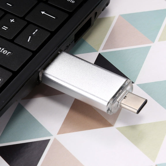 16GB 3 in 1 USB-C / Type-C + USB 2.0 + OTG Flash Disk, For Type-C Smartphones & PC Computer(Silver)