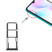 SIM Card Tray + SIM Card Tray + Micro SD Card Tray for Xiaomi Redmi 9A/Redmi 9C(Black)