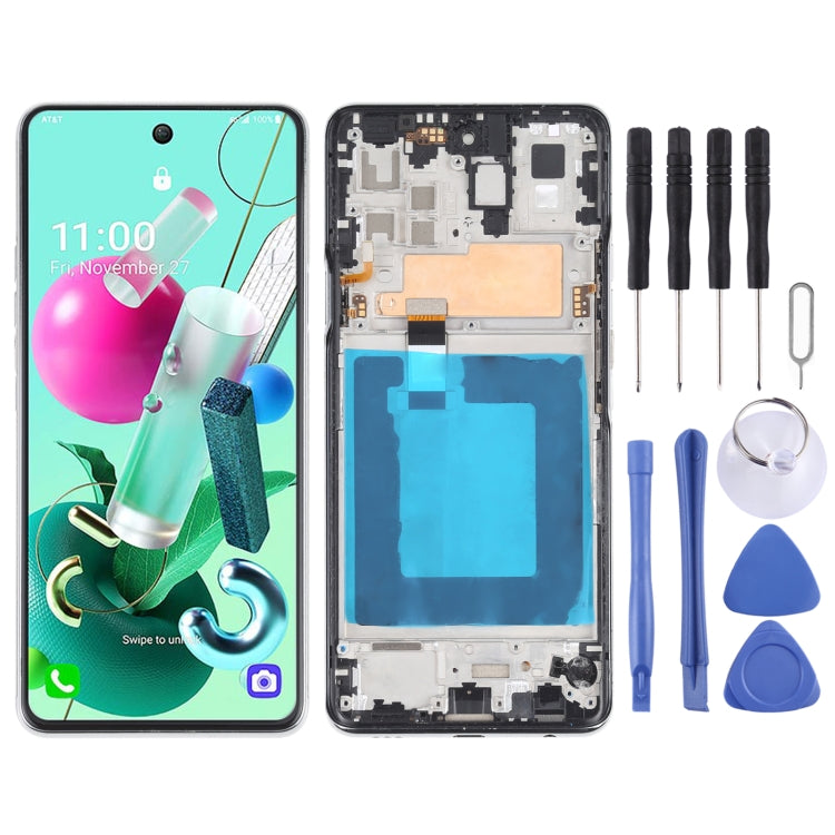 Original LCD Screen for for LG Q92 5G Digitizer Full Assembly with Frame (Silver)