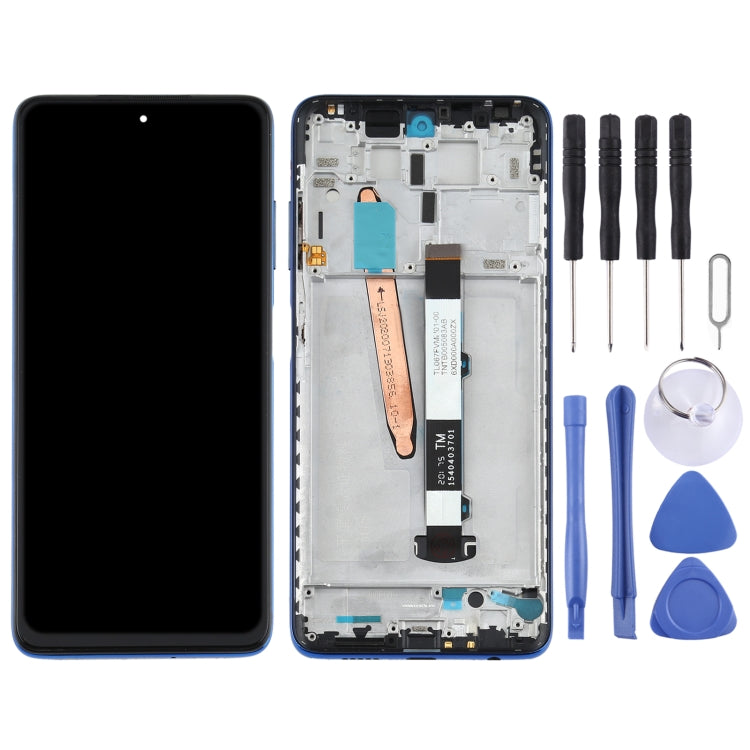 Original LCD Screen for Xiaomi Poco X3 NFC / Poco X3 Digitizer Full Assembly with Frame(Blue)